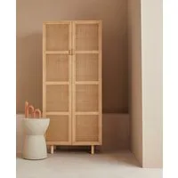 LeGer Home by Lena Gercke Highboard Lina (Kommode, Melaminoberfläche), Mit Rattan Einsatz, 4 Innenfächer, teilmassiv