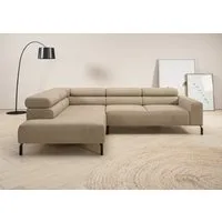 Home affaire Ecksofa Antonelli, L-Form, inkl. Kopfteilverstellung, Breite 276 cm, mit elektrischer Sitztiefenverstellung, in Feincord, sand