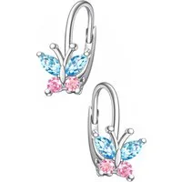 Limana Paar Creolen Kinder Mädchen Brisur Ohrringe Schmetterling 925 Silber Zirkonia (inkl. Dose Silberschmuck Echtschmuck Schmuck Geschenk für Geburtstag), Ostern Einschulung Schulanfang Nikolaus Kommunion Weihnachten