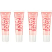 Essence Lipgloss JUICY BOMB PARTY JUMBO LIPGLOSS, 4-tlg., Ultraglänzendes Finish, transparente Textur, Litschi-Duft, vegan.