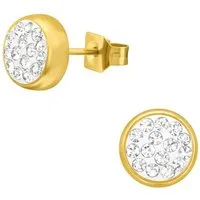 Diademita Paar Ohrstecker Goldene Chirurgenstahl-Ohrstecker Rund 6 mm mit Kristall (Set)