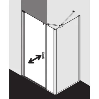 Kermi Pega Pendeltür 1-flügelig mit Festfeld PE1OL10018VAK 100x185cm, silber hochglanz, ESG klar, links, auf Duschwanne