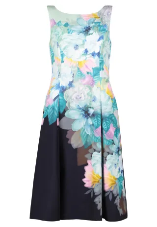 Vera Mont - Blumenkleid mint/dark blue - Gr. - 46