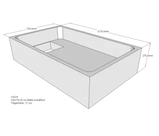 Neuesbad Wannenträger für Bette flach 120x75x15 SD22046