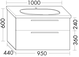 Burgbad Waschtischunterschrank Euro 600x950x440 Marone Dekor Trüffel, WWIH095F3867 WWIH095F3867
