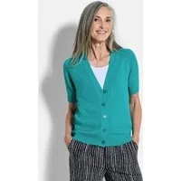 GOLDNER Strickjacke Damen Cardigan in Pink, Halbarm Kurzarm Jäckchen gestrickt, V-Ausschnitt, Raglanärmeln