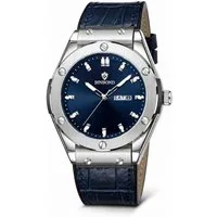 Forrlite Quarzuhr Herren Quarzuhr mit Datum und Wochentag, (42 mm Edelstahlgehäuse, Echtlederarmband, gehärtetes Mineralglas), 3 ATM wasserdicht, Business Armbanduhr