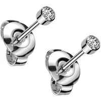 viva-adorno Paar Ohrstecker Titan Ohrstecker 3mm oder 5mm rund Zirkonia, Damen Mädchen Kristall Ohrringe