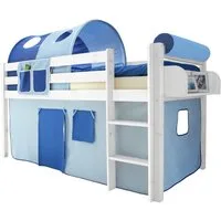 Ticaa Hochbett Hochbett "Malte" Kiefer Weiß Classic Weiß lackiert (Holzmaserung sichtbar)