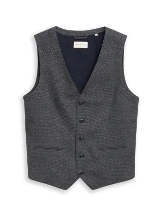 Tom Tailor - Anzugsweste mit Struktur navy structured grindle - Gr. - 52