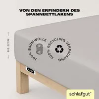 Schlafgut Spannbettlaken EASY JERSEY Bettlaken, 150 g/m², 100% Baumwolle, Spannbetttuch, Jersey, Gummizug: rundum, (1 Stück), Spannbettlaken bis 22 cm Höhe, bügelfrei, pflegeleicht, perfekter Sitz
