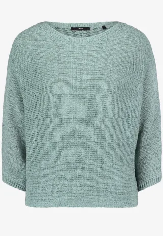 zero - Lockerer Strickpullover mit 3/4-Arm und U-Boot-Ausschnitt grün - Gr. - M