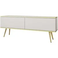 MOEBLO TV-Board DAYN NEW (Lowboard Fernsehtisch TV Bank TV Tisch Fernseher Tisch TV Möbel, goldene/schwarze Metallbeine), 135/175x30x32