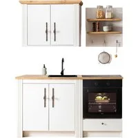 OTTO home Küchenzeile KS-Westminster, Pantryküche im Landhaus Stil, hochwertige Metallgriffe, (Set), Breite 164 cm, Kommode, Wandpaneel, Hängeschrank und Herdumbau