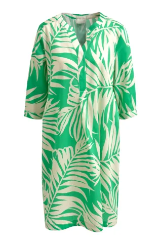 Milano Italy - Dress w roundneck + short placket, 3/4 sleeves apple print - Gr. - 42
