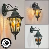 hofstein Außen-Wandleuchte Außenwandlampe aus Metall/Glas in Schwarz/Grün/Klar/Orange, Wandleuchte außen im Vintage/Antik/Landhaus-Design, E27, IP44