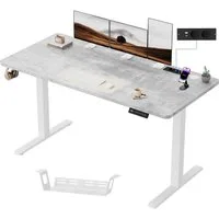HOMALL Schreibtisch höhenverstellbarer Schreibtisch 140/160/180 cm mit Steckdosenleiste (mit 6-Tasten-Bedienfeld mit LED-Anzeige und 4 Memory-Positionen, Steckdosenleiste & Kabelmanagement)