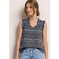 STREET ONE Blusentop Sommerbluse mit Zick-Zack-Muster