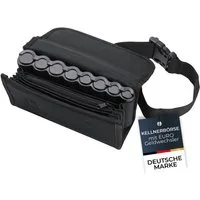 HMF Kellnerbörse Kellner Geldbörse mit verstellbarem Gürtel, Kellnertasche mit (inkl. Hüftgurt mit Clipverschluss), Euro-Geldwechsler und Reißverschlussfach, 20,5 x 10 x 6,5 cm, Schwarz