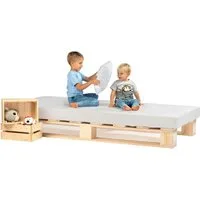 sunnypillow Palettenbett Massivholzbett 80 90 100 120 140 160 180 200 220 240 x 200 cm, 80x200 cm Natur