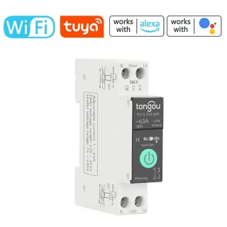 Tuya Intelligent Circuit Breaker with Metering 1P 63A DIN Rail Support 3 Timing Modes Multiple Safety Protecting APP Rem