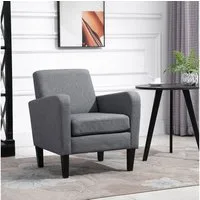 HOMCOM Sessel Loungesessel mit Armlehnen, Relaxsessel mit Kissen (Polstersessel, 1-St., Einzelsessel), Leinenstoff Hellgrau 66 x 72 x 74 cm