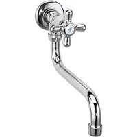 Ferro Waschtischarmatur RETRO Kaltwasserventil, Wand-Ventil, Wandarmatur mit Kreuzgriff, Chrom