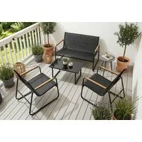 Home Collective Gartenlounge-Set Lounge Möbel Outdoor Gartenlounge Gartenmöbel 4-teilig in schwarz, wetterfest & pflegeleicht, ideal für Terrasse Balkon oder Garten