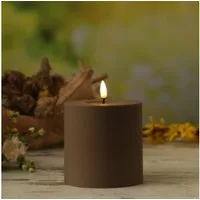 Deluxe Homeart LED-Kerze MIA Deluxe für Außen flackernd H: 10cm D: 10cm outdoor mokka braun, LED Classic, warmweiß (2100K bis 3000K)