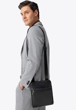 Wittchen Herren-Umhängetasche aus Kunstleder, Schwarz