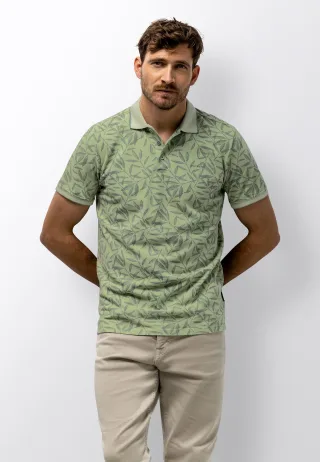 State of Art - Piqu�-Poloshirt mit botanischem Druck jade - Gr. - 3XL
