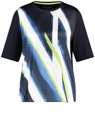 GERRY WEBER Collection - Blusenshirt aus Material-Patch blau - Gr. - 36