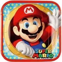 Amscan Pappteller Pappteller 'Super Mario' Quadratisch, Ø23cm/8Stk.