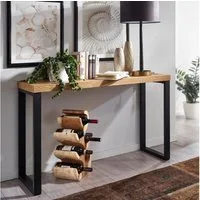 FINEBUY Konsolentisch FB77662 Anrichte 120x39x75,5 cm Ablagetisch Flurtisch Eiche (Eiche-Dekor / Schwarz 120x39x75,5, Flurtisch Klein), Ablagetisch Metallbeine, Dielentisch Home-Office