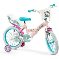 Toimsa Bikes Kinderfahrrad 16 Zoll Kinder Mädchen Fahrrad Kinderfahrrad Rad Bike Hello Kitty 1649, 1 Gang, Puppensitz, Korb, Stützräder