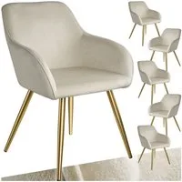tectake Esszimmerstuhl Polsterstuhl gepolstert mit Samtoptik und goldenen Stahlbeinen, (Polsterstuhl Marilyn, 6 St), bodenschonende Kunststoffkappen, Sitzhöhe ca. 47 cm