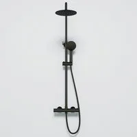 Duschparadies Duschsystem DUSCHPARADIES Thermostat-Duschsystem Edelstahl Quadrat-Design, Set, Brauseschlauch mit Verdrehschutz