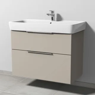 Sanipa 3way Waschtischunterbau zu Geberit Renova Plan Waschtisch mit 2 Auszügen, Kaschmir-Matt UP8791U