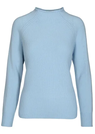 CLARINA - Stehbund-Pullover, 1/1 Arm,uni bleu - Gr. - 48