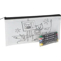 Easy Gifts Federtasche Faulenzer / Federmappe mit 5 Wachsmalstifte zum bemalen