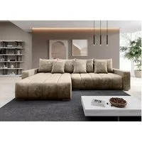 Muffo Ecksofa PIANO, elegante vertikale Nähte, Bettzeugablage, Schlaffunktion 234x137, Lose Rückenkissen