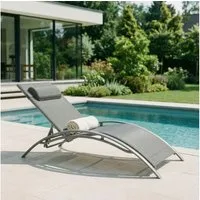 IDIMEX Gartenliege RELAX, Relaxliege mit Kissen Aluminiumgestell Textillehne & Kissen Grau