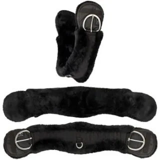 Equinate Western Mondgurt anatomisch Lammfell schwarz 80 cm