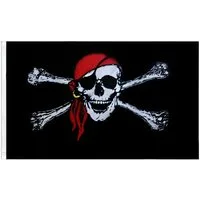 Yudu Fahne Piraten Flagge Totenkopf Fahne mit Rottuch 150 x 90 cm