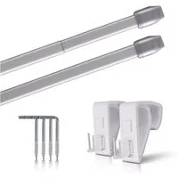 Bestlivings Vitragestange 2er-Pack, Ø 10 mm, 1-läufig, ausziehbar, mit Klemmträger, Edelstahl, für Küchen- & Bistrogardinen