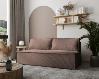 Sofa Designersofa AMANDA 3-Sitzer mit Schlaffunktion in Stoff Zoom Braun