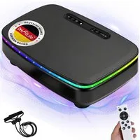 DH FitLife Vibrationsplatte für Zuhause, 9 Auto-Programme, Bluetooth & Stimmungslicht, 150 W, 99 Intensitätsstufen, (Set, mit Trainingsbändern), Leise & Stabil mit Saugnäpfen, Inkl. Zugbänder, 150kg Belastung