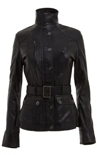 Damen-Bikerjacke im Military-Stil aus Leder – Middleton