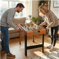 HOMCOM Mini-Tischkicker mit Punktezähler und Bällen (Tischfußball, 1-tlg., Spieltisch), für Spielzimmer, Naturholz