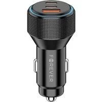 Forever CC-07-66ACC KFZ-Adapter Zigarettenanzünder Stecker zu USB C, USB A, 66 W Autoladegerät mit 2x USB C, 1x USB A, PD und QC